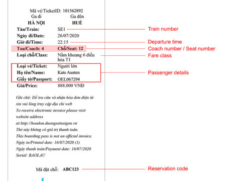 ตั๋วรถไฟเวียดนาม